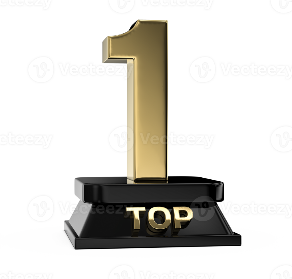 Top Gold With Black Number 3D Render png