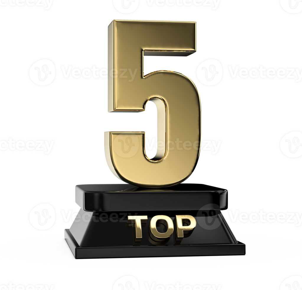 Top Gold With Black Number 3D Render png