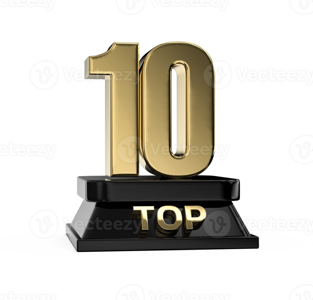 Top Gold With Black Number 3D Render png