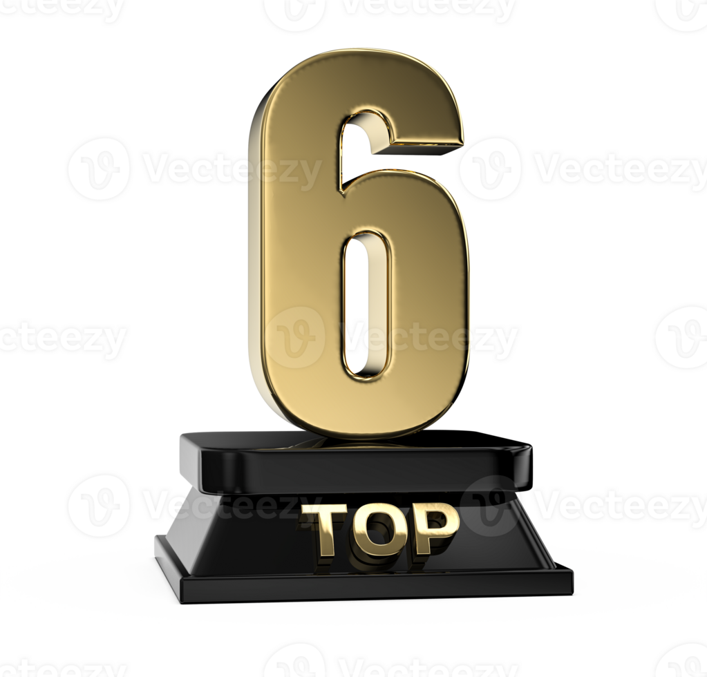Top Gold With Black Number 3D Render png