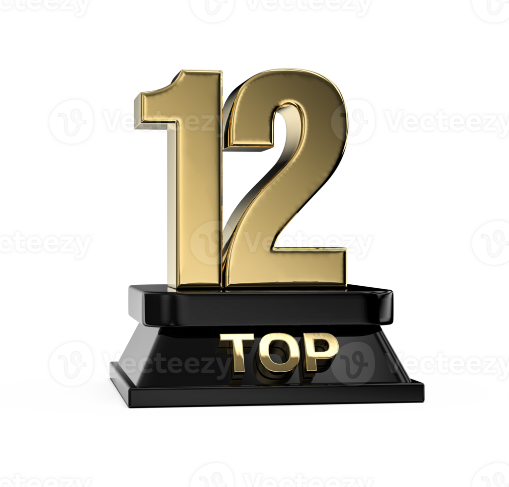 Top Gold With Black Number 3D Render png