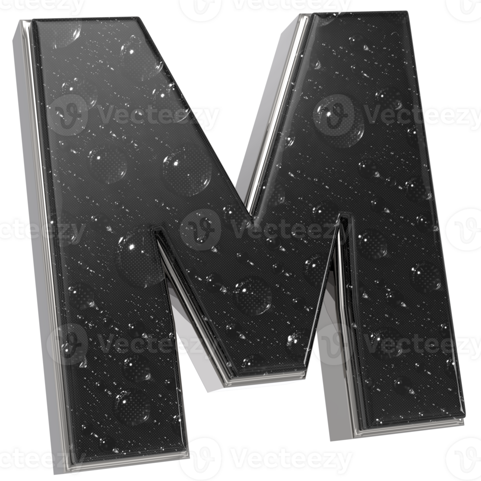 the letter m is made of water droplets png