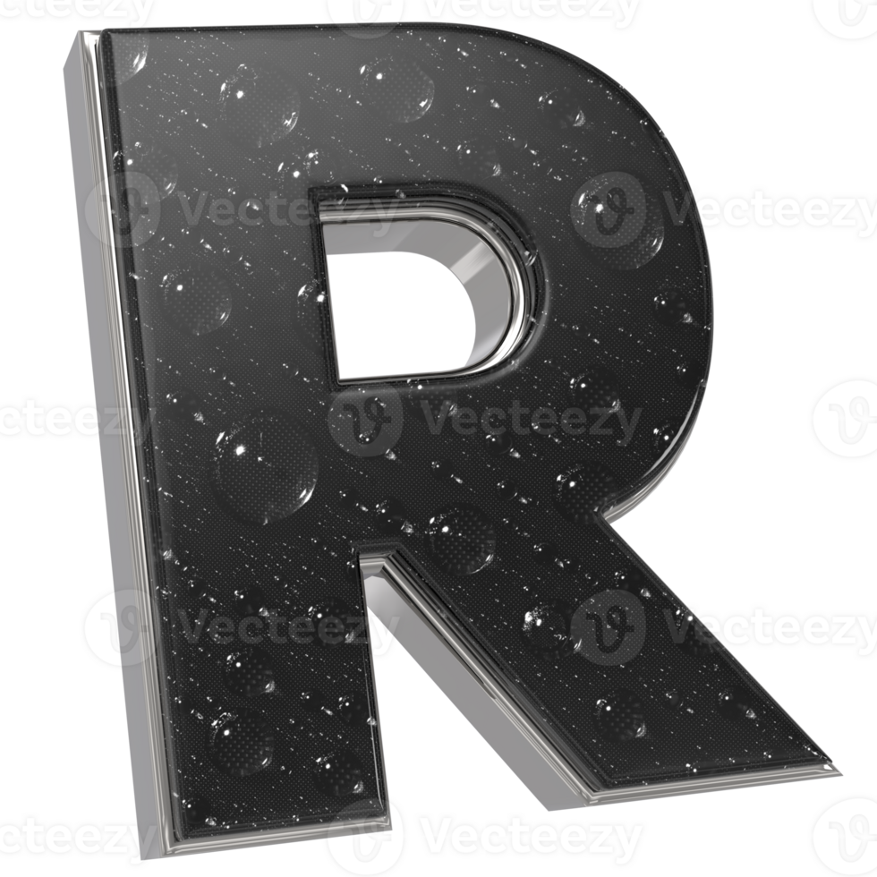 the letter r is made of water droplets on a transparent background png