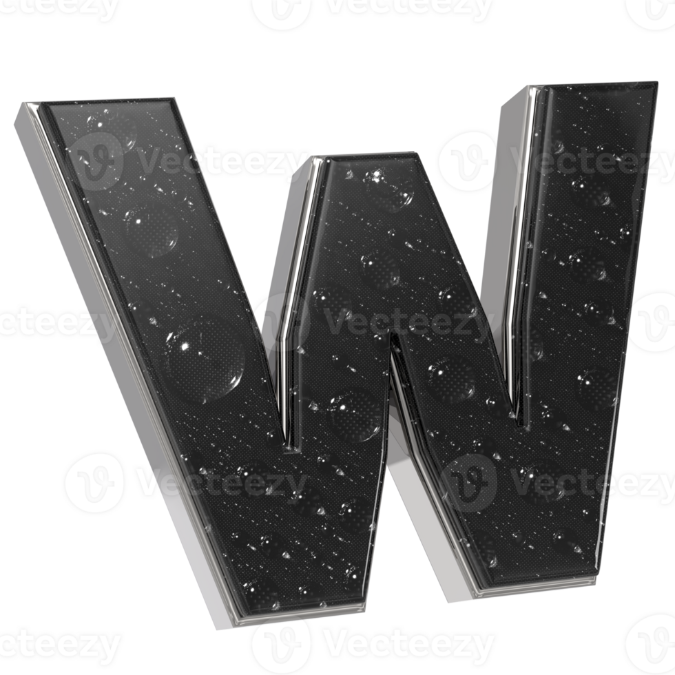 the letter w is made of water droplets png