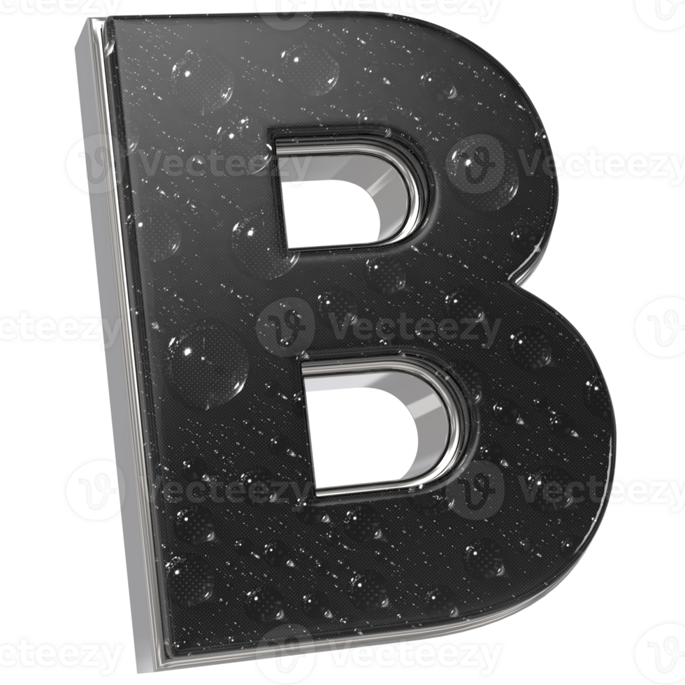 the letter b is made of shiny black letters png