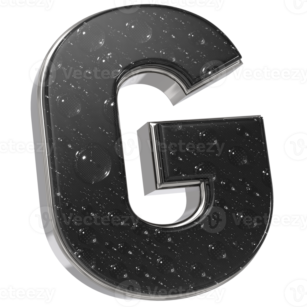 a black and white letter g with water droplets on it png