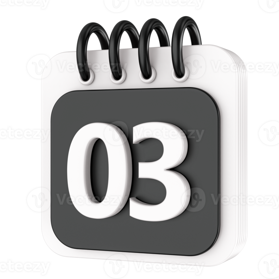 Calendar 3d render transparency png