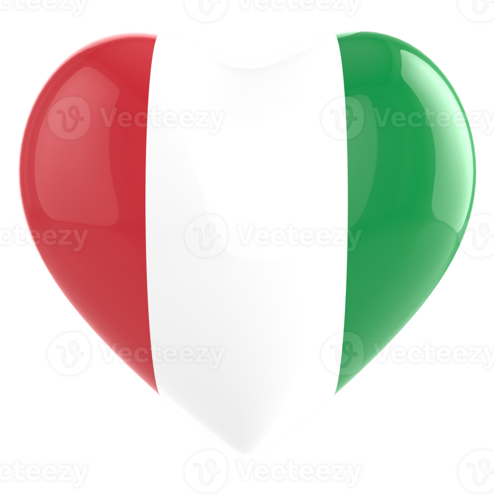 Italia bandera corazón icono en transparente antecedentes png