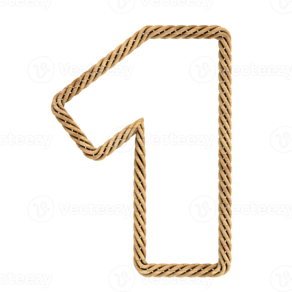 the number one is made of rope on a transparent background png