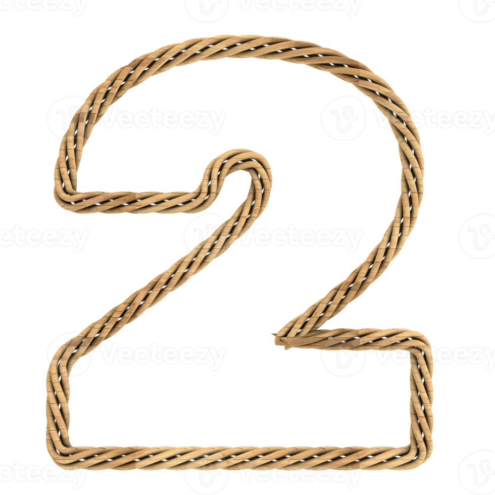 the number two is made of rope on a transparent background png