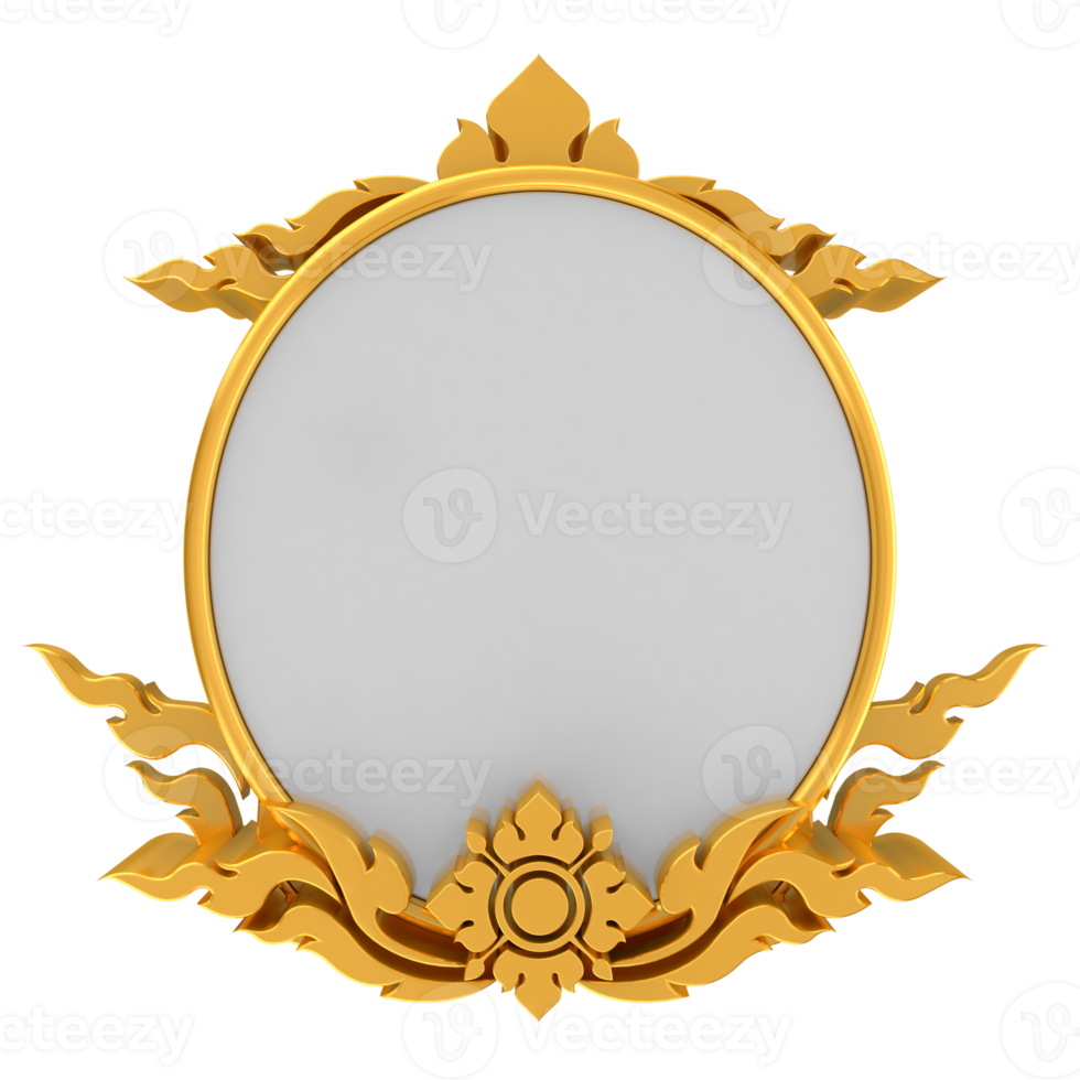 khmer golden round frame with a floral design on it png
