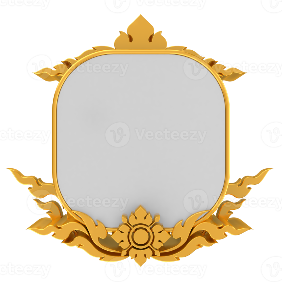 khmer golden round frame with a floral design on it png