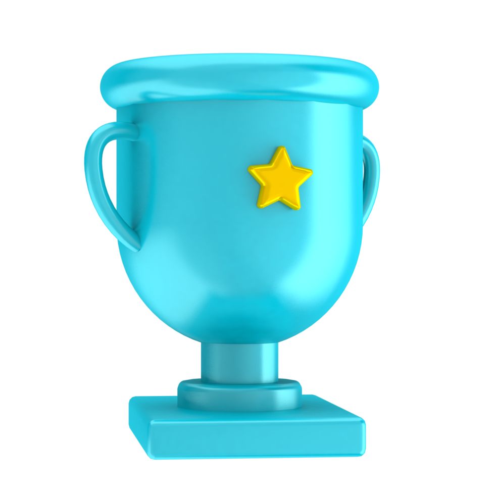 een blauw trofee kop met een geel ster Aan top png