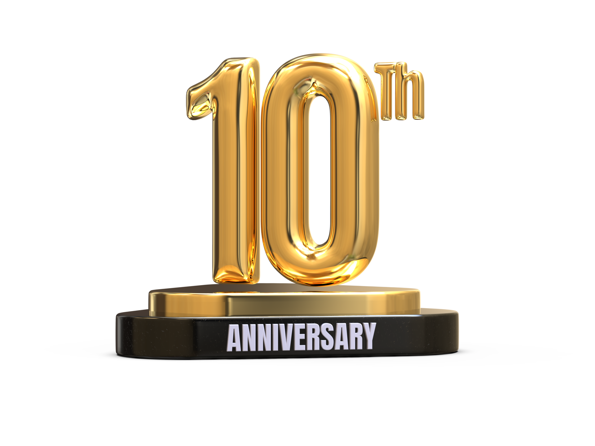 10th anniversary gold trophy on a white background 27256334 PNG