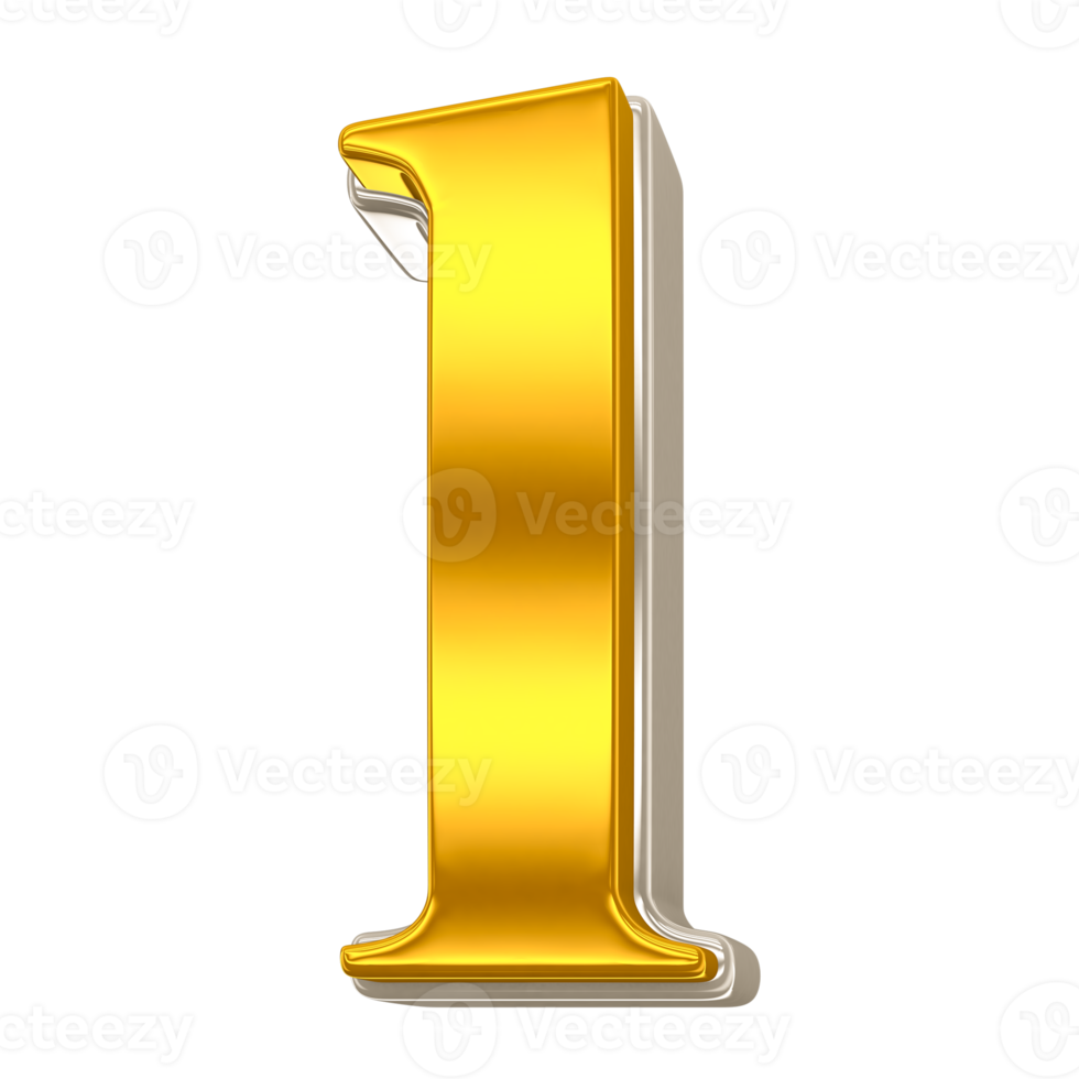 Number Gold png 3d render transparent