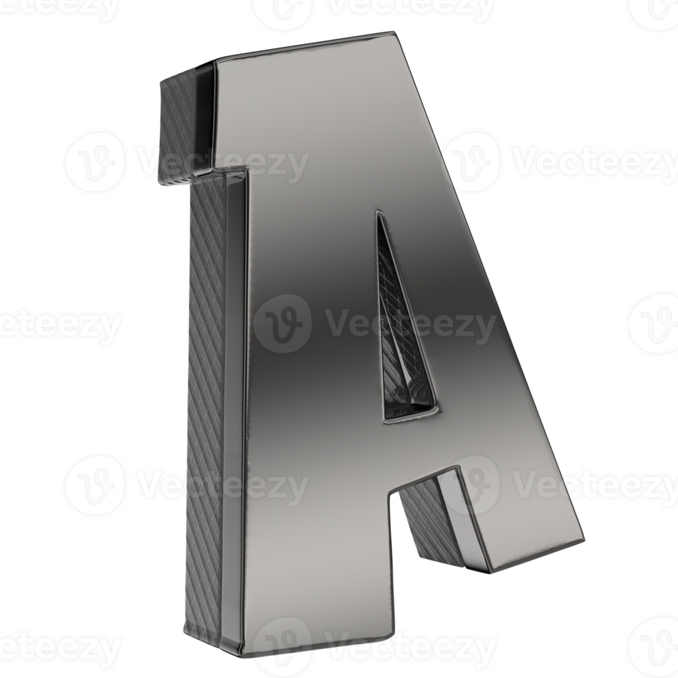 Letter Black png 3d render transparent