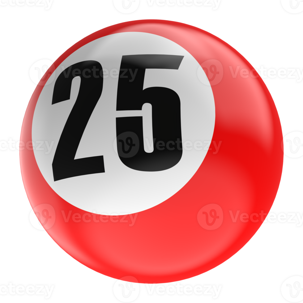 Ball Number Red 3D Render png transparent