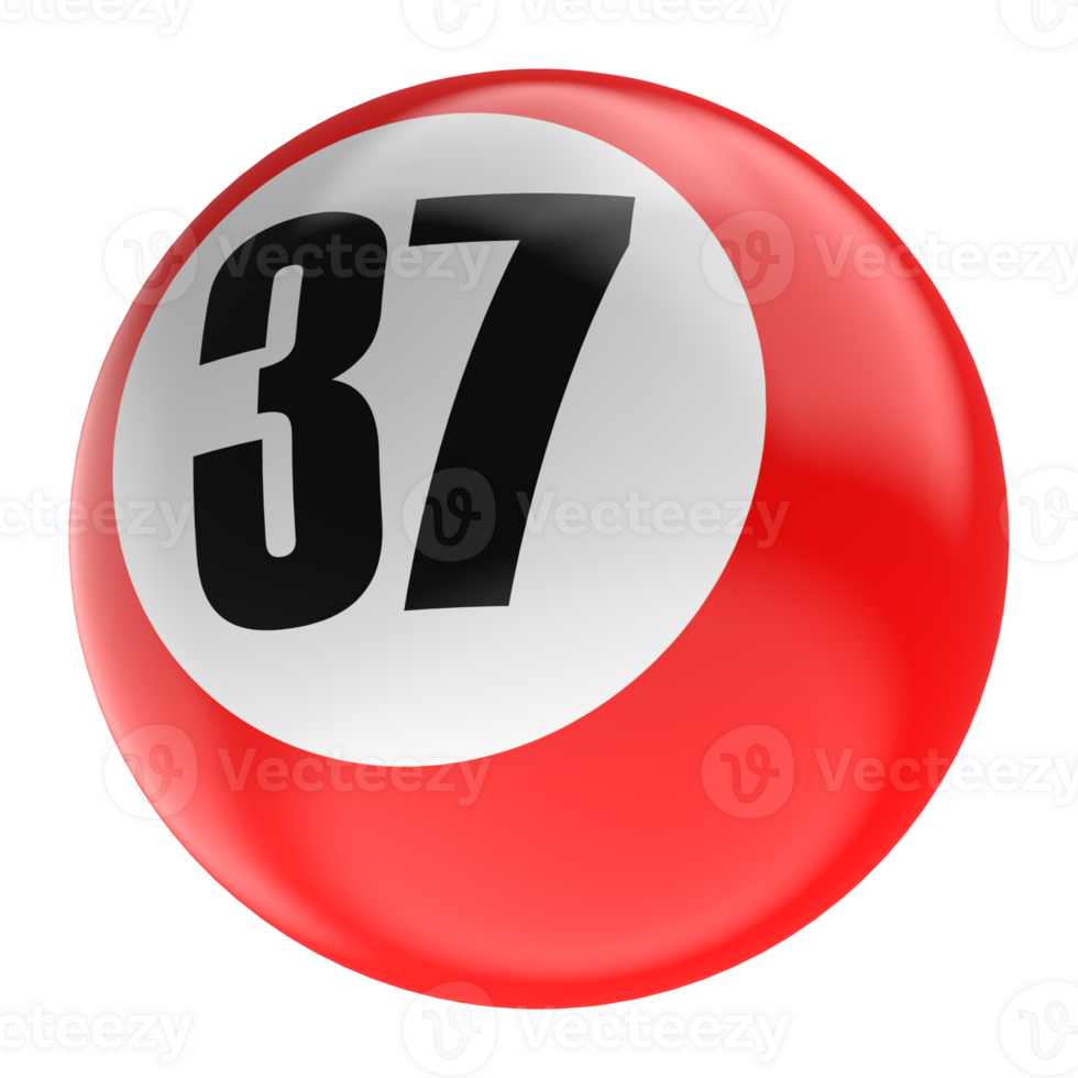 Ball Number Red 3D Render png transparent
