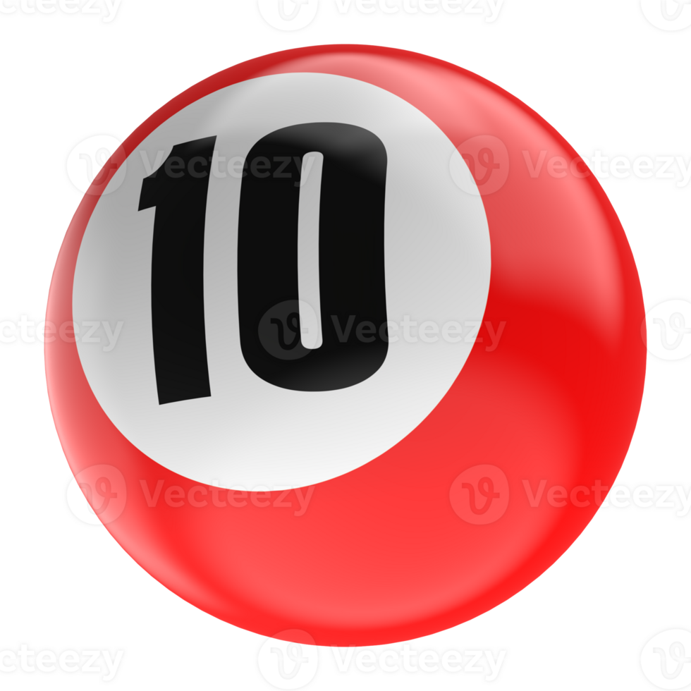 Ball Number Red 3D Render png transparent