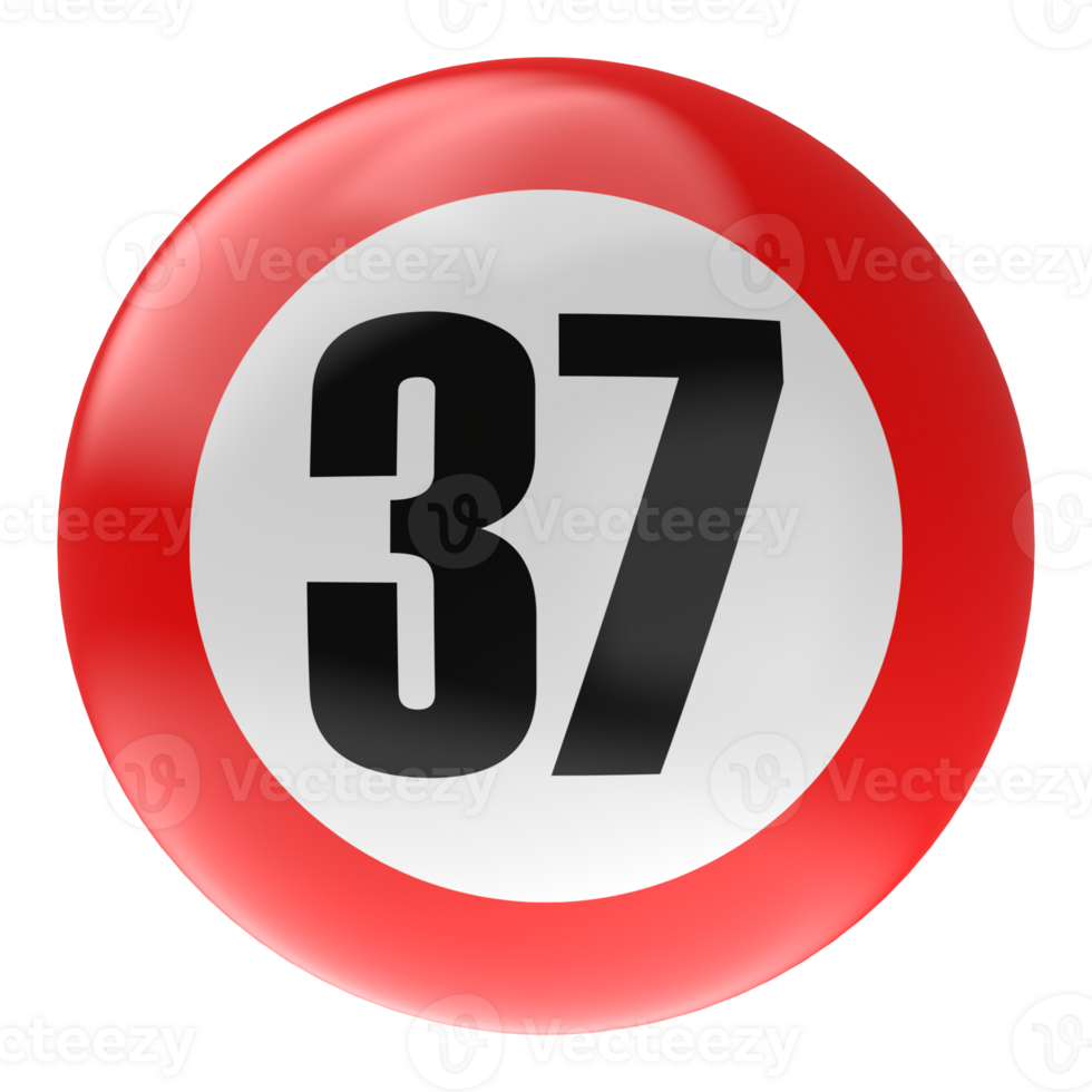 Ball Number Red 3D Render png transparent