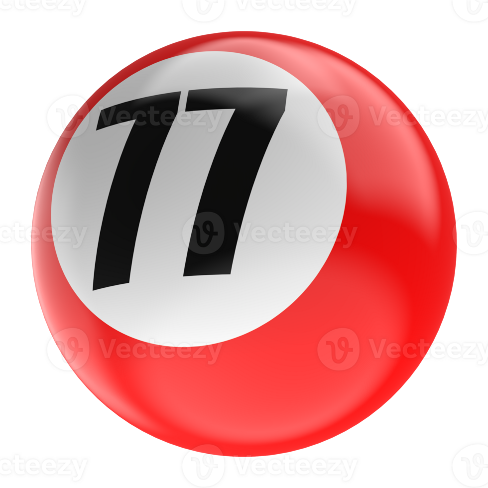 Ball Number Red 3D Render png transparent