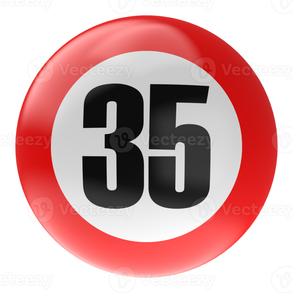 Ball Number Red 3D Render png transparent
