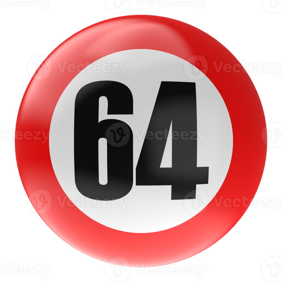 Ball Number Red 3D Render png transparent