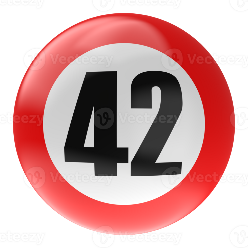 Ball Number Red 3D Render png transparent