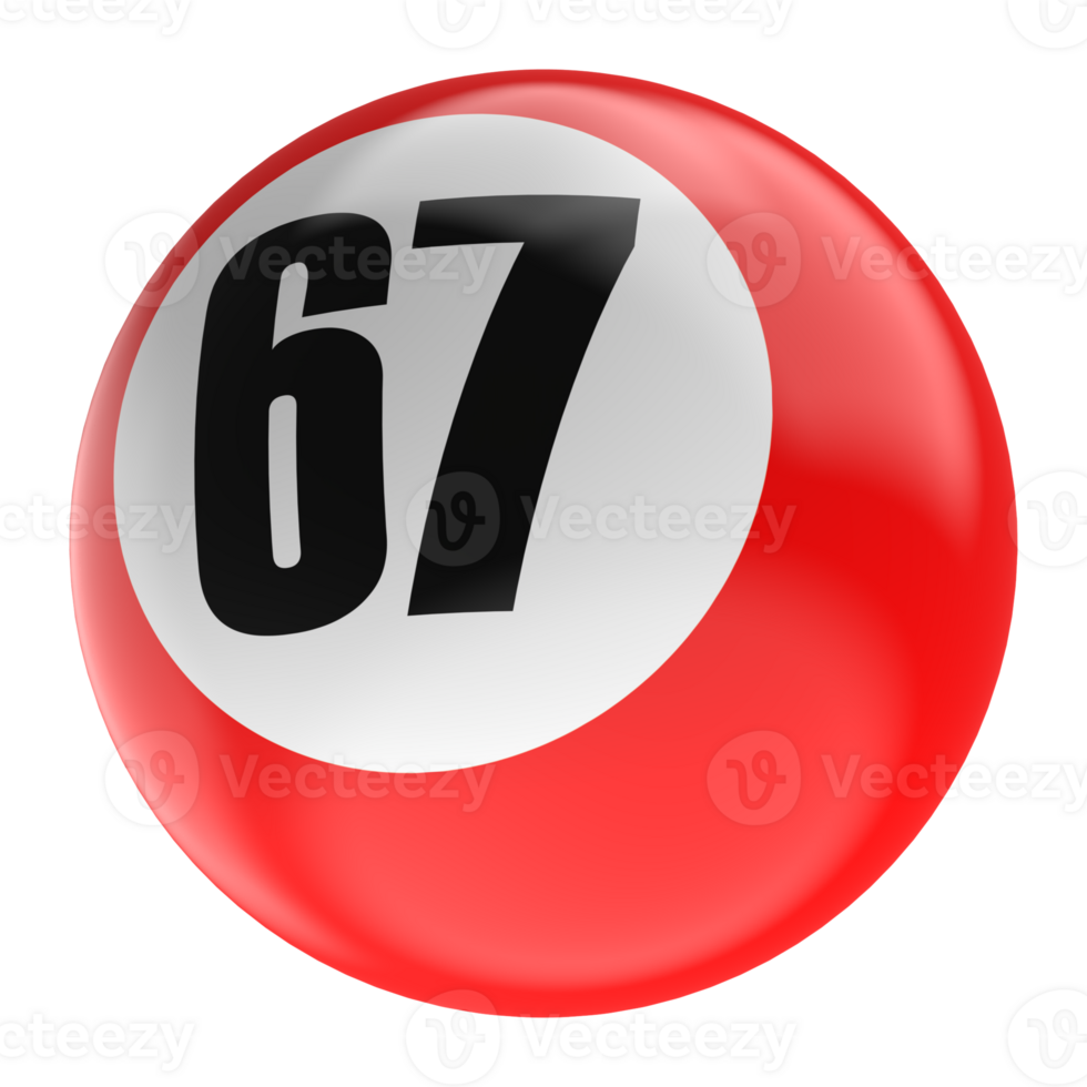 Ball Number Red 3D Render png transparent