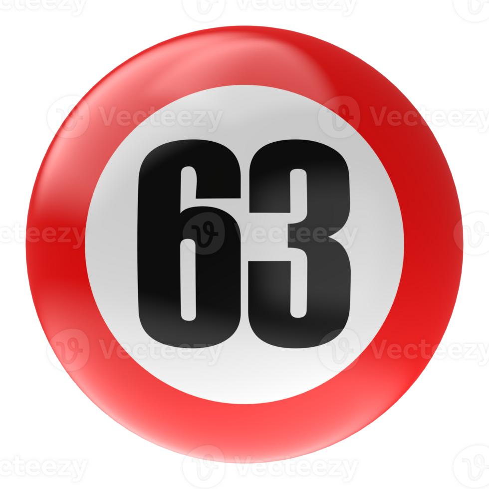 Ball Number Red 3D Render png transparent