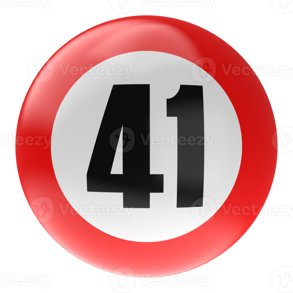 Ball Number Red 3D Render png transparent