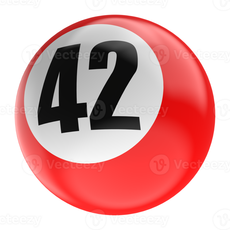 Ball Number Red 3D Render png transparent