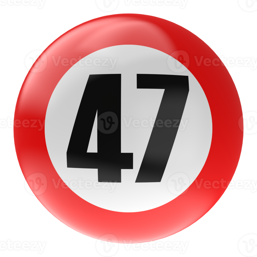Ball Number Red 3D Render png transparent