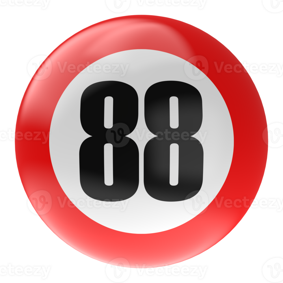 Ball Number Red 3D Render png transparent