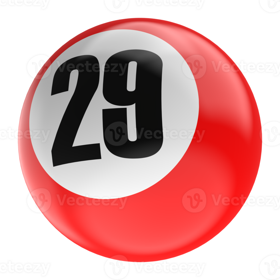 Ball Number Red 3D Render png transparent