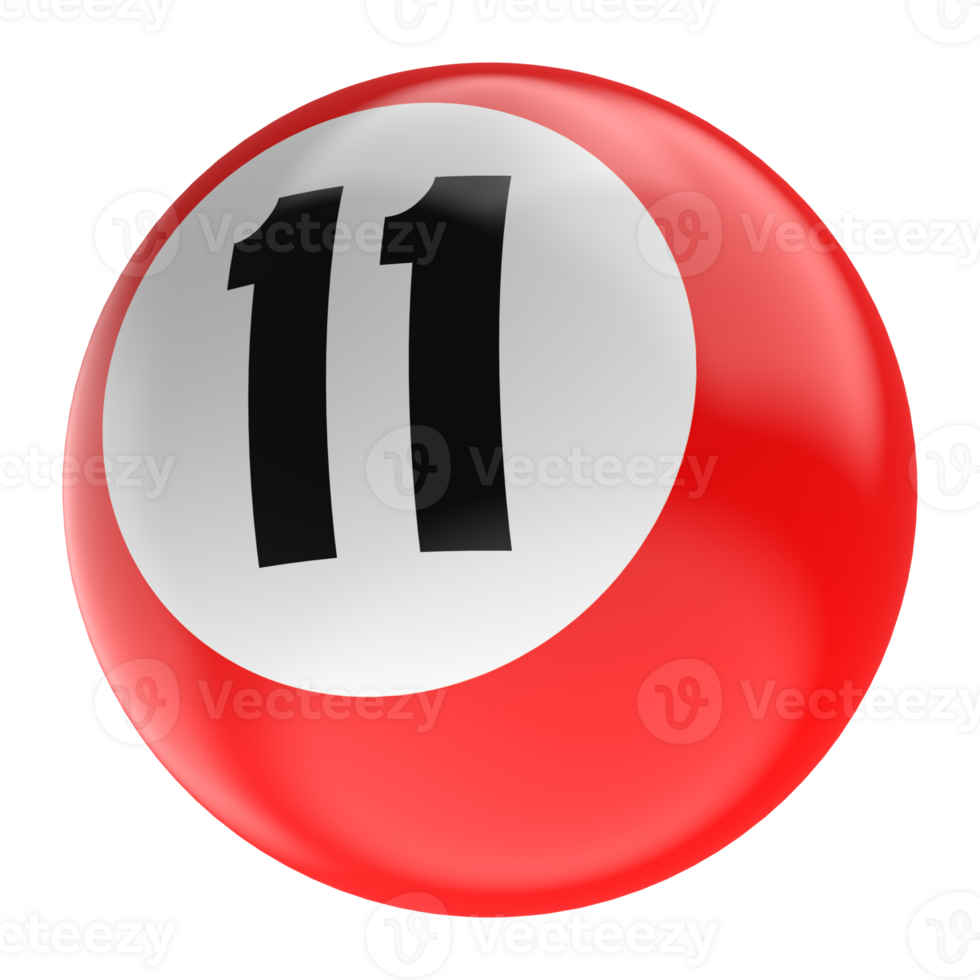 Ball Number Red 3D Render png transparent