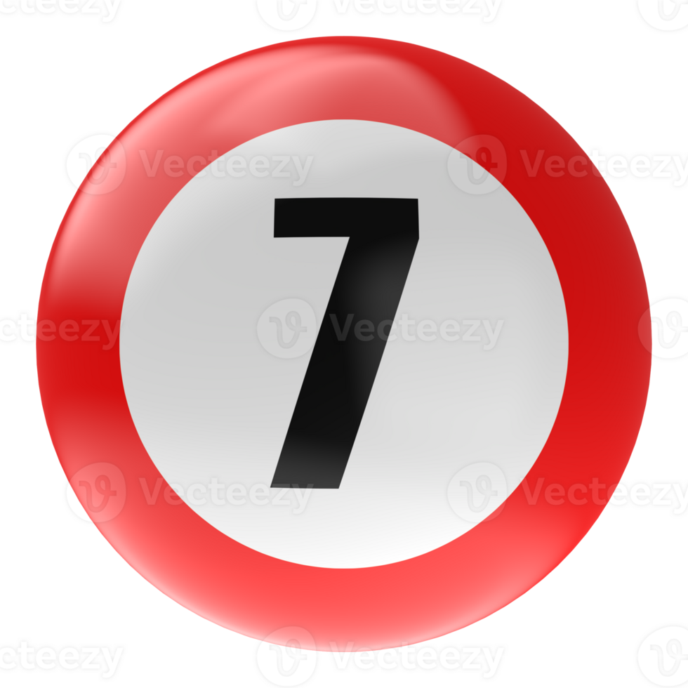 Ball Number Red 3D Render png transparent