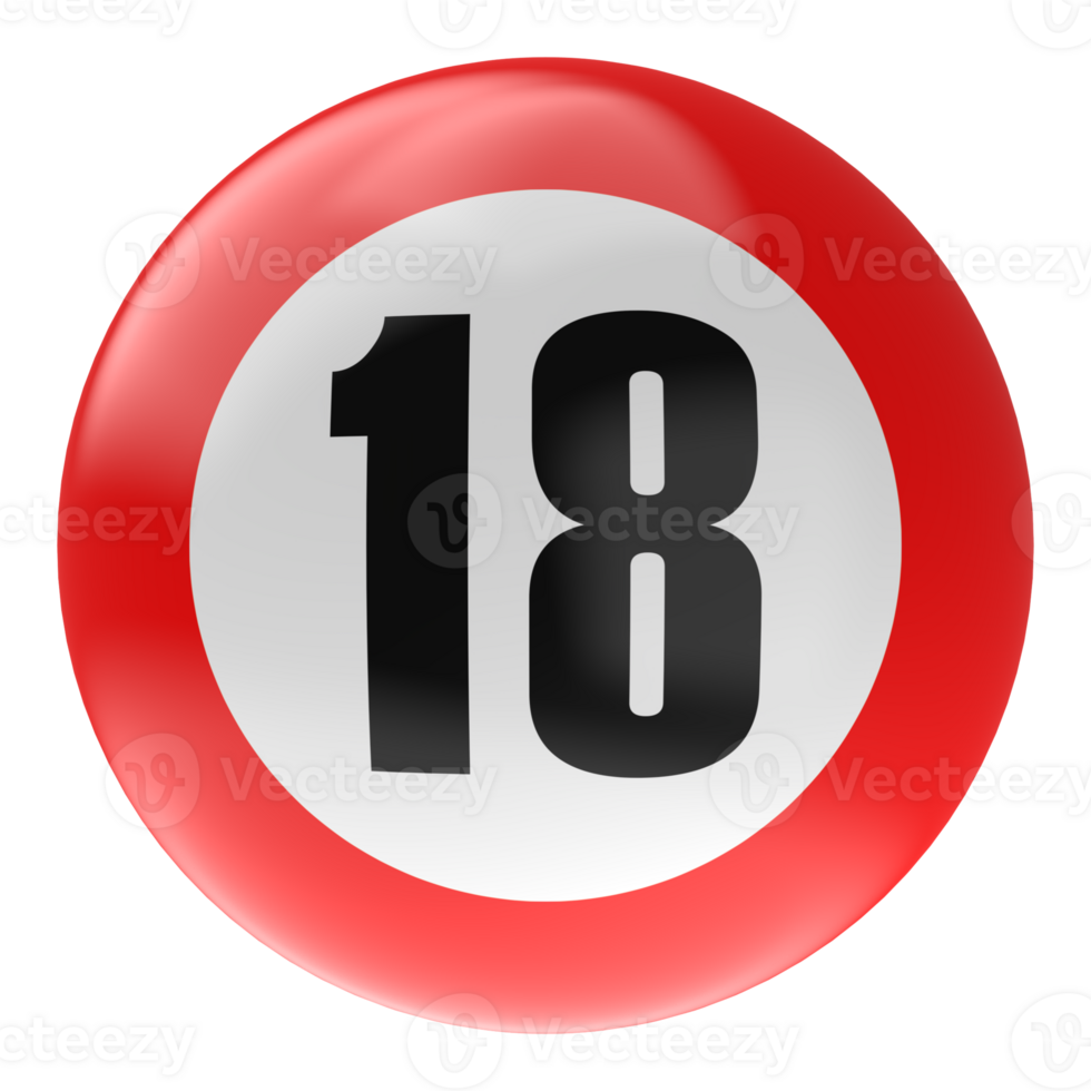 Ball Number Red 3D Render png transparent