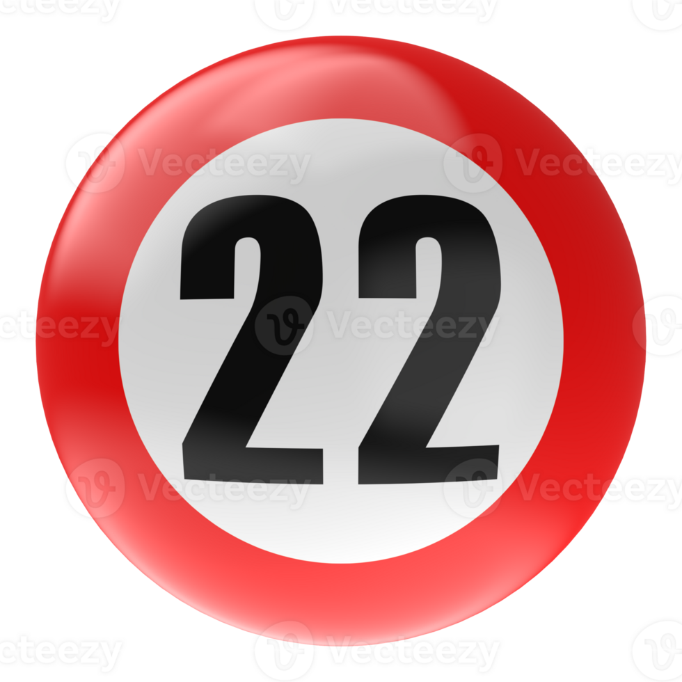 Ball Number Red 3D Render png transparent