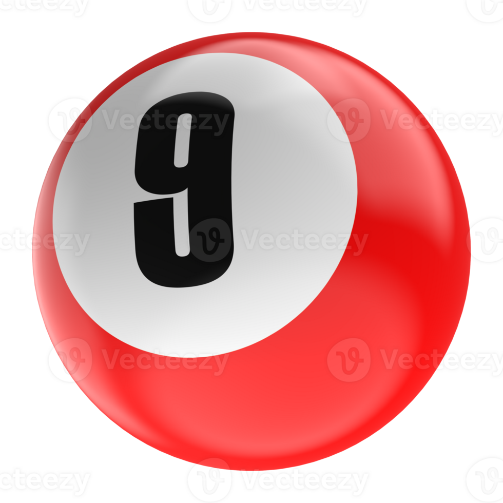 Ball Number Red 3D Render png transparent
