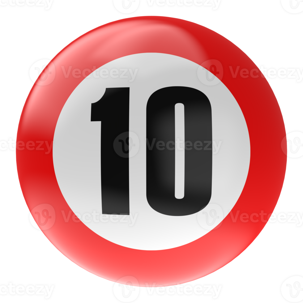 Ball Number Red 3D Render png transparent