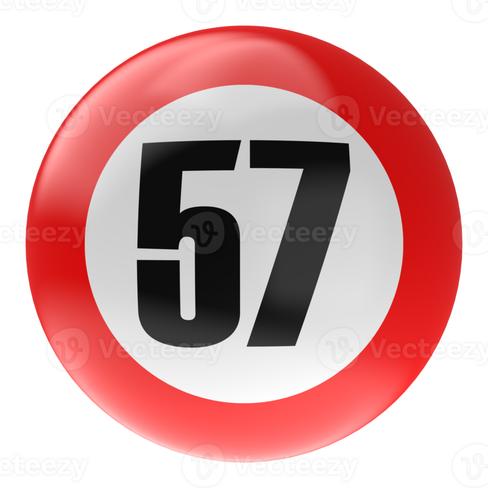 Ball Number Red 3D Render png transparent