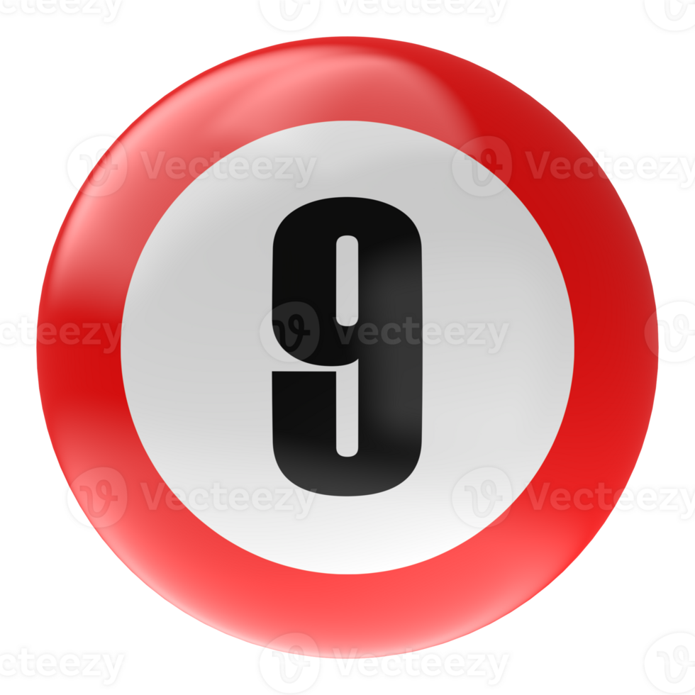 Ball Number Red 3D Render png transparent