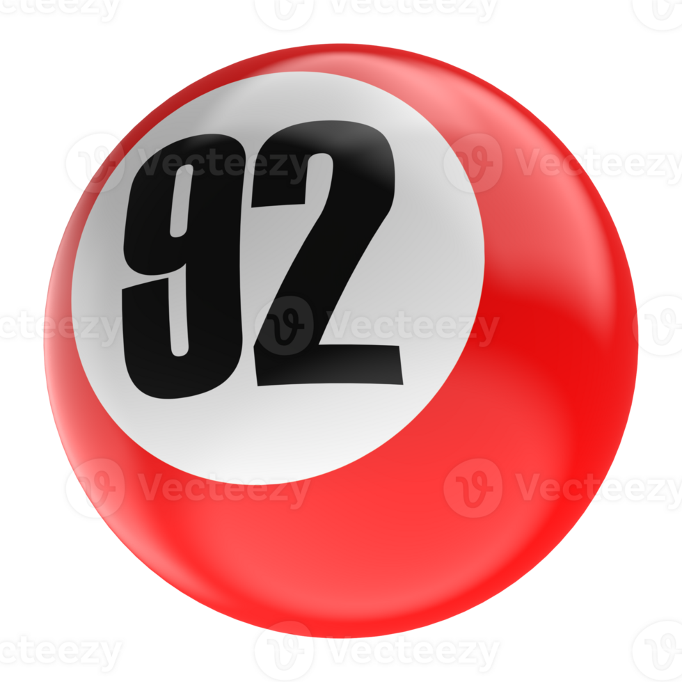 Ball Number Red 3D Render png transparent