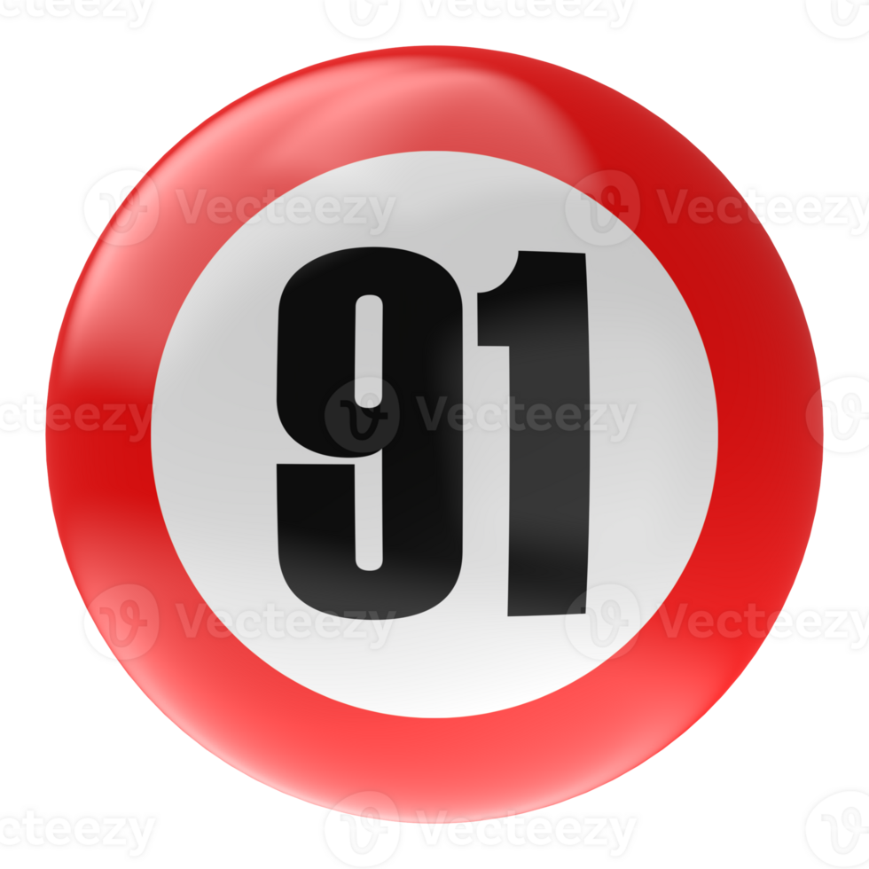 Ball Number Red 3D Render png transparent