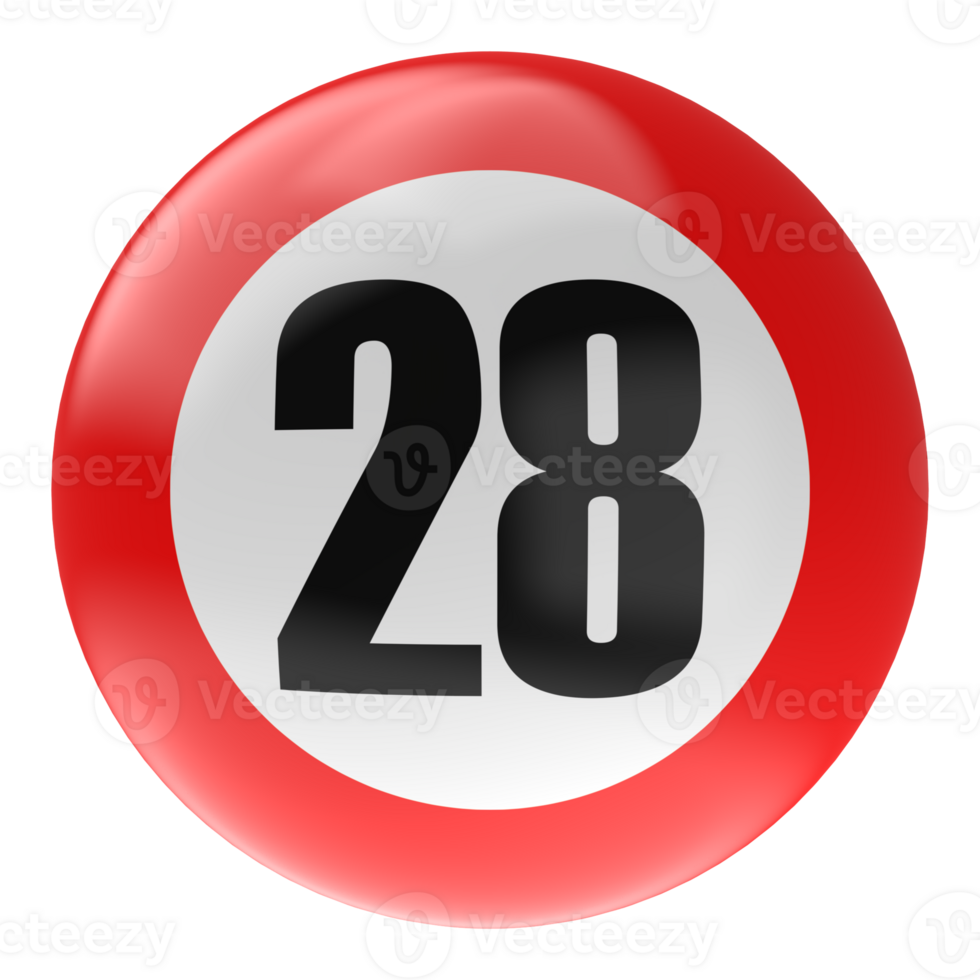Ball Number Red 3D Render png transparent