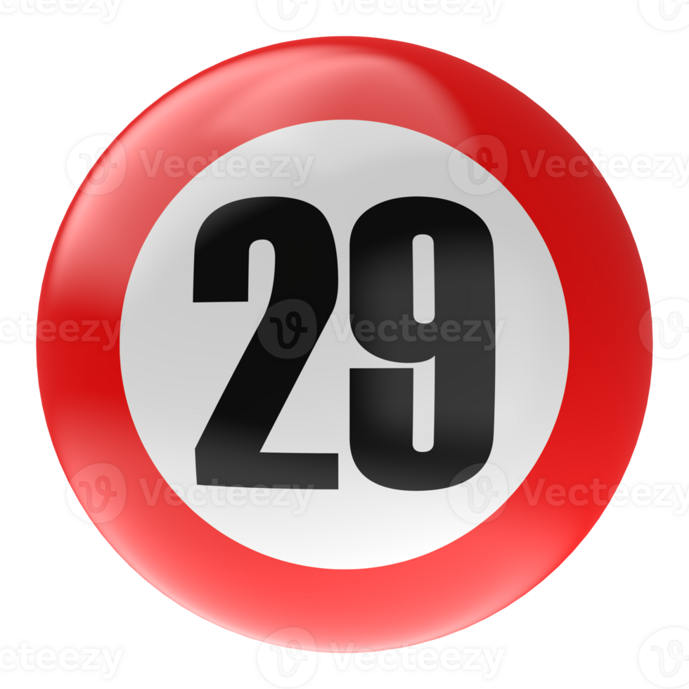 Ball Number Red 3D Render png transparent
