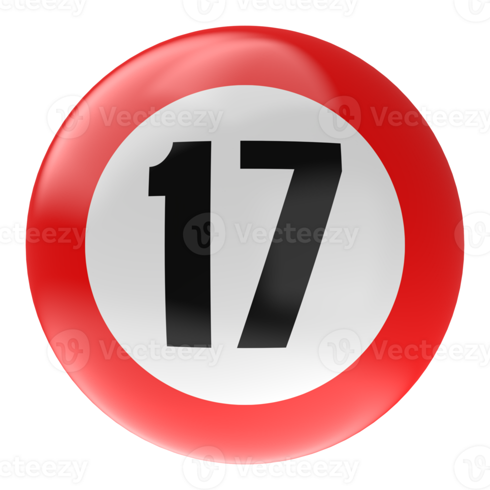 Ball Number Red 3D Render png transparent