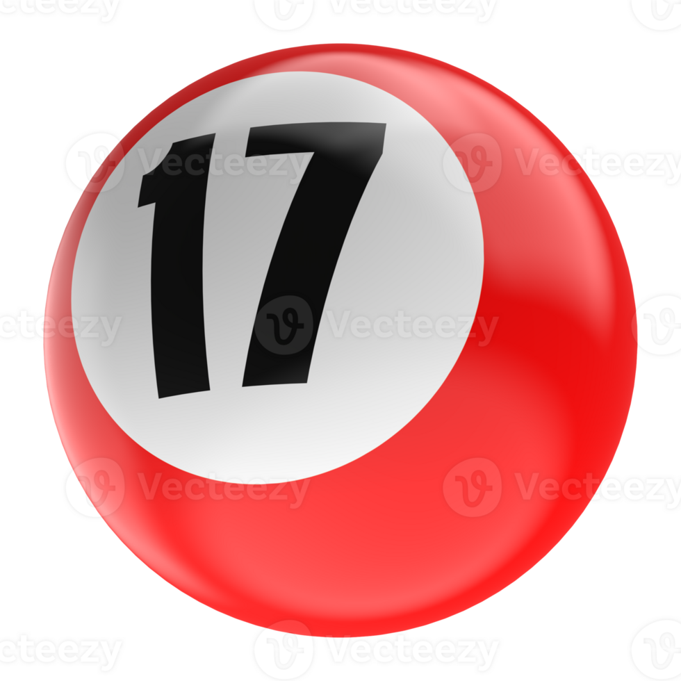 Ball Number Red 3D Render png transparent