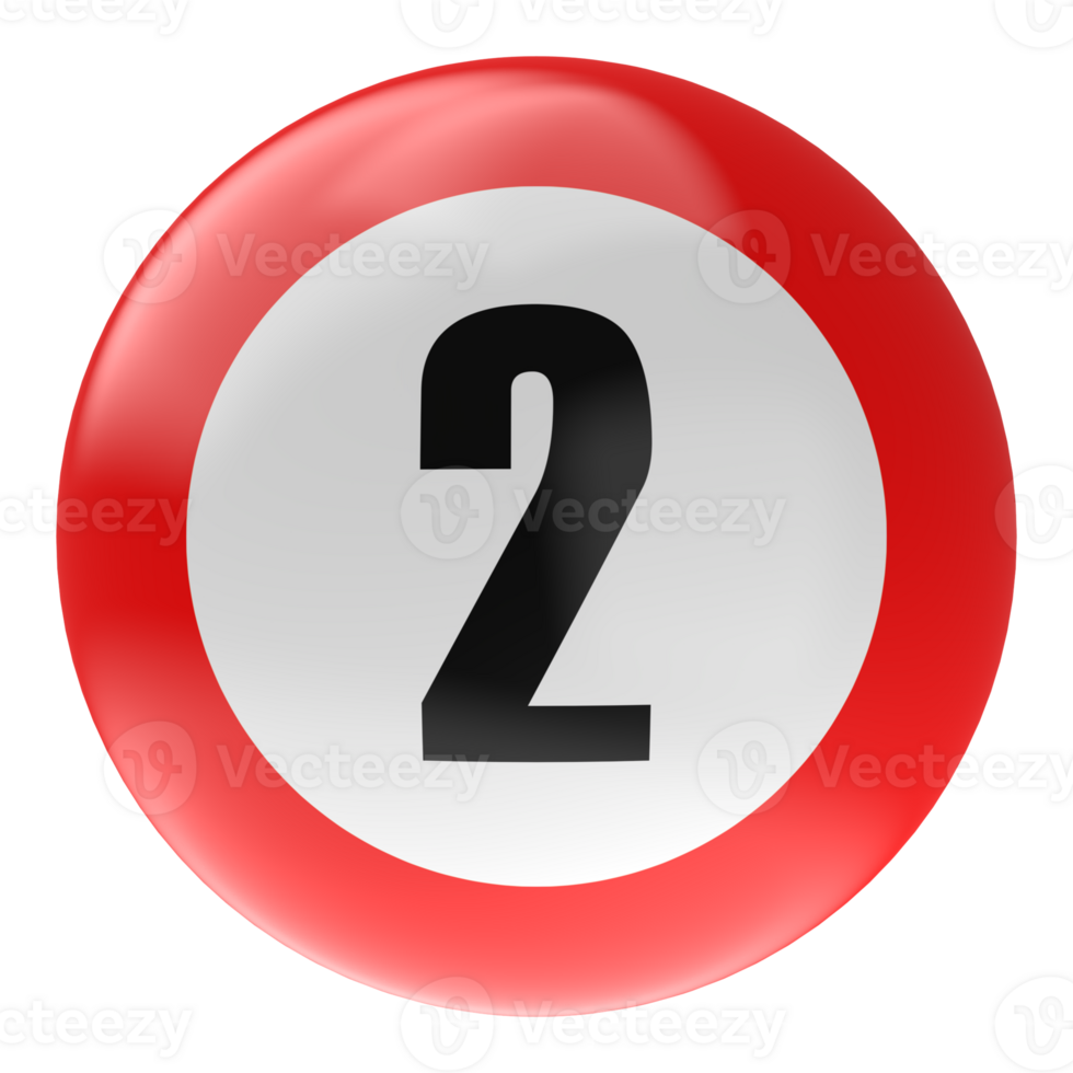 Ball Number Red 3D Render png transparent
